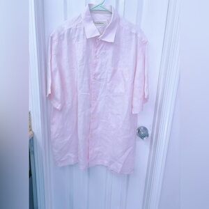 Tommy Bahama Mens Shirt XLTG‎ Pink Prep Button Down 100% Linen Relax